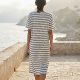 Dark Grey Stripes Chunky Knit, Poly-Linen
