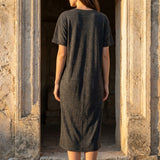 Dark Grey Marl Jersey Knit, Poly-Linen, 145 gsm