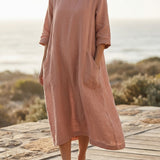 Linen-Look Fabric, 235 gsm, 155 cm — Pink