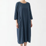 Polyester Stretch Linen-Look Fabric, 210 gsm, 160 cm — Navy, ref EF-244907