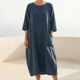 Polyester Stretch Linen-Look Fabric, 210 gsm, 160 cm — Navy, ref EF-244907