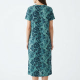 Dark Blue Abstract-Animal Print Scuba Knit, Polyester