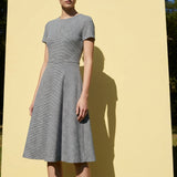 Dark Grey Stripe Crepe, Poly-Viscose