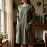 Olive Tone-on-Tone Linen-Look, Polyester