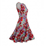 Red Bold-Floral Jersey Knit, Viscose