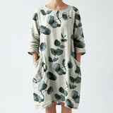 Green Leaves Woven, Viscose-Linen, 210 gsm