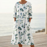Green Leaves Woven, Viscose-Linen, 210 gsm