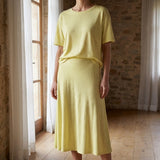 Light Yellow Marl Jersey Knit, Poly-Linen, 167 gsm