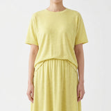 Light Yellow Marl Jersey Knit, Poly-Linen, 167 gsm