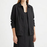 Polyester Stretch Linen-Look Fabric, 311 gsm, 160 cm — Black