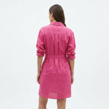 Polyester Stretch Linen-Look Fabric, 232 gsm, 165 cm — Pink