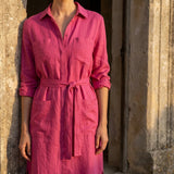 Polyester Stretch Linen-Look Fabric, 232 gsm, 165 cm — Pink
