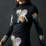Black Abstract-Shell Jersey Knit, Viscose