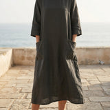 Charcoal Linen-Look, Polyester