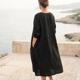 100% Polyester Linen-Look Fabric, 249 gsm, 150 cm — Black