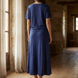 Dark Blue Marl Jersey Knit, Viscose, 220 gsm
