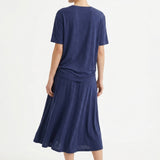 Dark Blue Marl Jersey Knit, Viscose, 220 gsm