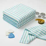 Light Blue Horizontal-Stripe Crepe, Poly-Viscose