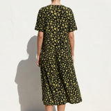 Yellow Floral Jersey Knit, Polyester, 247 gsm