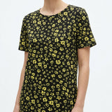 Yellow Floral Jersey Knit, Polyester, 247 gsm