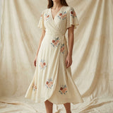 Peach Floral Crepe, Viscose