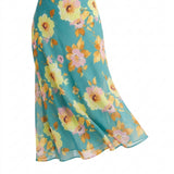 Yellow Flowers Chiffon, Polyester, 85 gsm