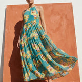 Yellow Flowers Chiffon, Polyester, 85 gsm