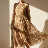 Brown Bold-Floral Chiffon, Polyester