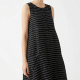 White Horizontal-Stripe Linen-Look, Viscose, 252 gsm