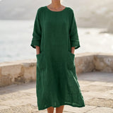 Dark Green Marl Linen-Look, Polyester
