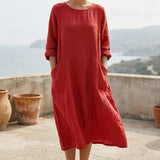 Red Marl Linen-Look, Polyester