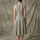 Cream Vertical-Stripe Jacquard, Poly-Cotton