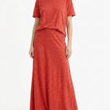 Red Marl Jersey Knit, Poly-Linen