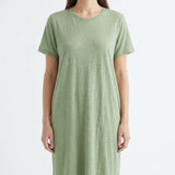 Light Green Heather Jersey Knit, Poly-Linen