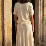 Pale Yellow Heather Jersey Knit, Poly-Linen