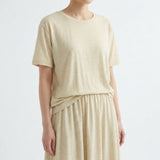 Pale Yellow Heather Jersey Knit, Poly-Linen