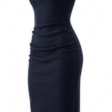 Dark Navy Marl Scuba Knit, Viscose