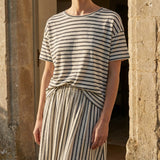 Dark Grey Horizontal-Stripe Jersey Knit, Linen