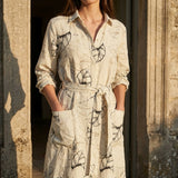 Black Floral Linen-Look, Viscose