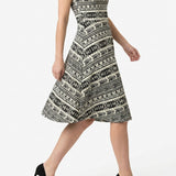 Black Geometric Crepe, Viscose