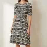 Black Geometric Crepe, Viscose