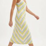 Yellow Horizontal-Stripe French Terry, Poly-Viscose