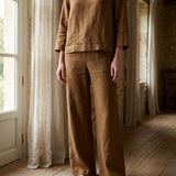 Polyester Stretch Linen-Look Fabric, 200 gsm, 165 cm — Brown