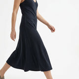 Dark Blue Marl Ponte Knit, Viscose-Nylon