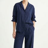 Navy Textured Linen-Look, Polyester