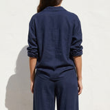 Navy Textured Linen-Look, Polyester