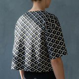 White Triangles Jersey Knit, Viscose