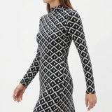White Triangles Jersey Knit, Viscose