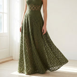 Green Floral Lace, Nylon-Cotton