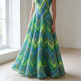 Green Chevrons Lace, Nylon